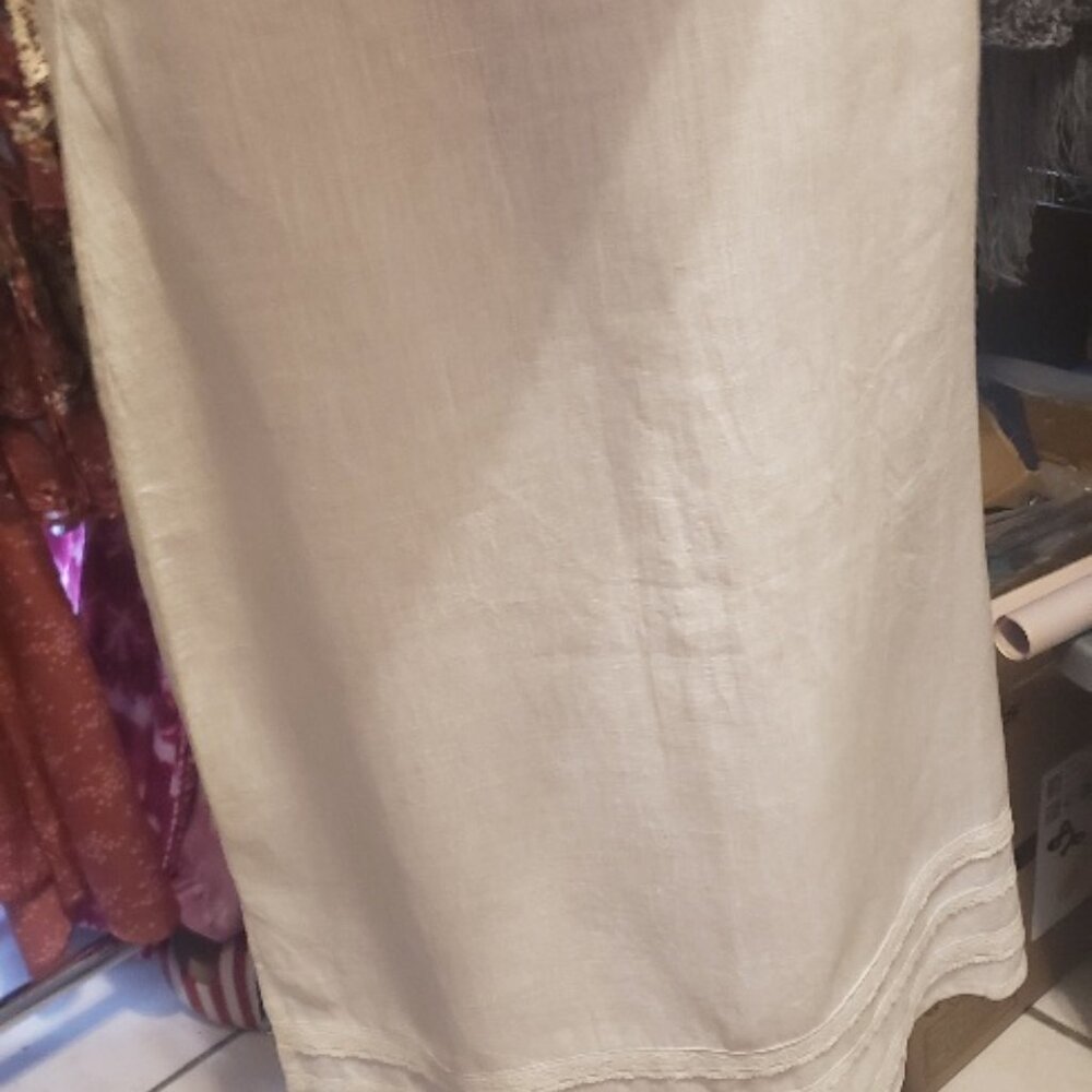 Karavan White 100% Linen Midi Skirt Size L - Picture 5 of 5
